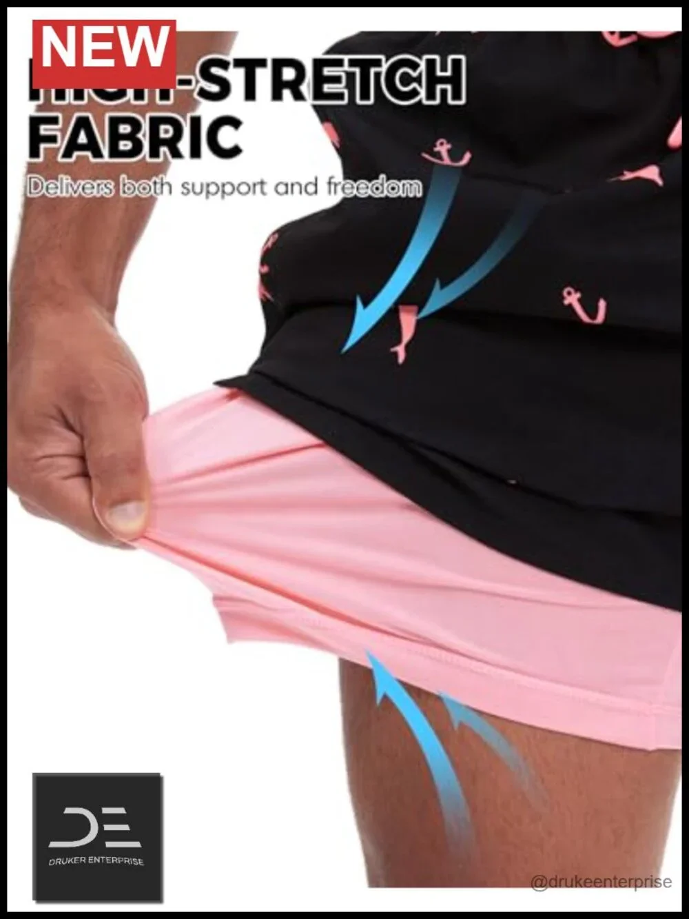 Men's Swim Trunks with Compression Liner 7 Inch Quick-Dry Board Shorts